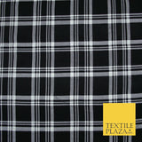 Black with White Check Print Soft Touch Stretch Jersey Fabric 56" 6600
