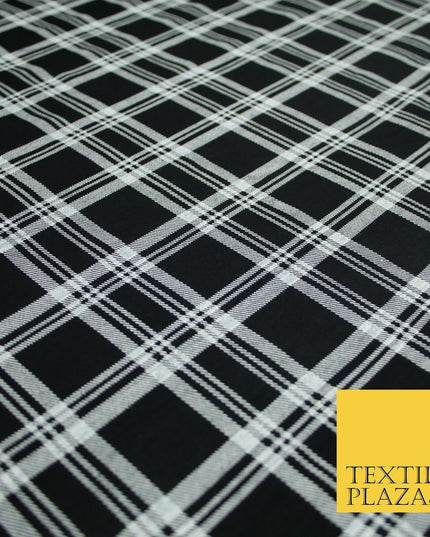 Black with White Check Print Soft Touch Stretch Jersey Fabric 56" 6600