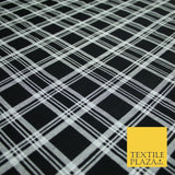 Black with White Check Print Soft Touch Stretch Jersey Fabric 56" 6600