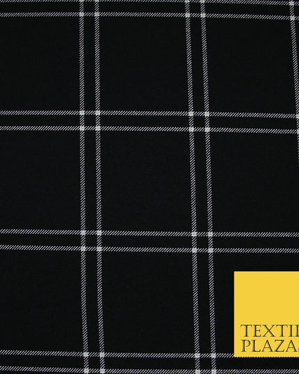 Black with White Check Print Soft Touch Stretch Jersey Fabric 56" 6598