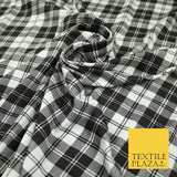 Black and White Check Tartan Print Soft Stretch Jersey Fabric 56" 6596