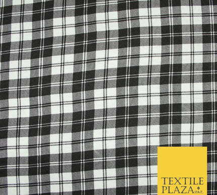 Black and White Check Tartan Print Soft Stretch Jersey Fabric 56" 6596