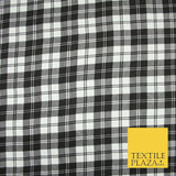 Black and White Check Tartan Print Soft Stretch Jersey Fabric 56" 6596