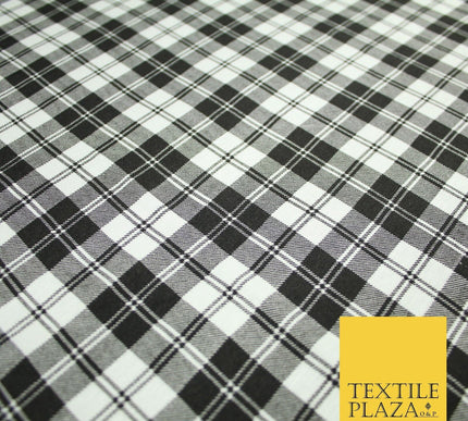 Black and White Check Tartan Print Soft Stretch Jersey Fabric 56" 6596