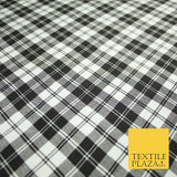 Black and White Check Tartan Print Soft Stretch Jersey Fabric 56" 6596