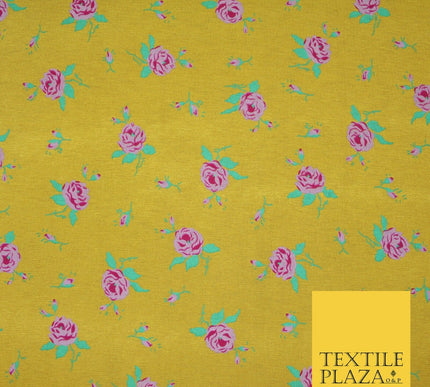 Ochre Pink Floral Ditsy Print Soft Touch Stretch Jersey Fabric 56" 6729