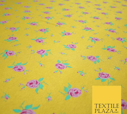Ochre Pink Floral Ditsy Print Soft Touch Stretch Jersey Fabric 56" 6729