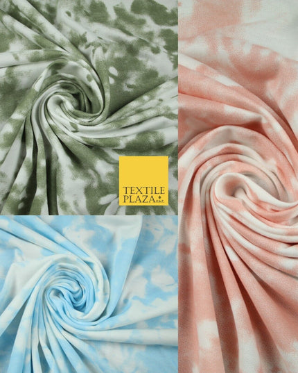 3 COLOURS Tie-Dye Printed Knitted Soft Stretch Jersey Fabric 56" Wide