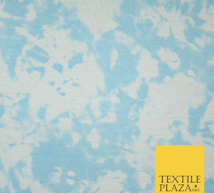 3 COLOURS Tie-Dye Printed Knitted Soft Stretch Jersey Fabric 56" Wide