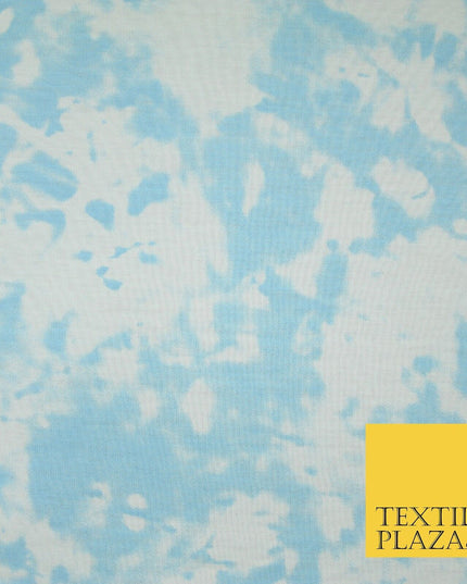 3 COLOURS Tie-Dye Printed Knitted Soft Stretch Jersey Fabric 56" Wide