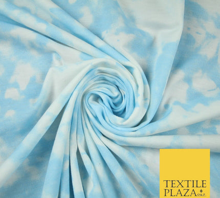 3 COLOURS Tie-Dye Printed Knitted Soft Stretch Jersey Fabric 56" Wide