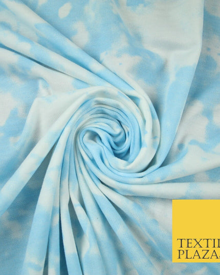 3 COLOURS Tie-Dye Printed Knitted Soft Stretch Jersey Fabric 56" Wide