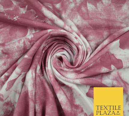 Dusty Pink Flower Printed Soft Touch Stretch Jersey Fabric 56" 6583