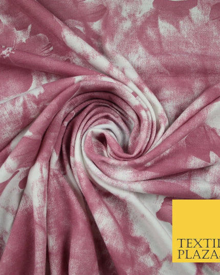 Dusty Pink Flower Printed Soft Touch Stretch Jersey Fabric 56" 6583