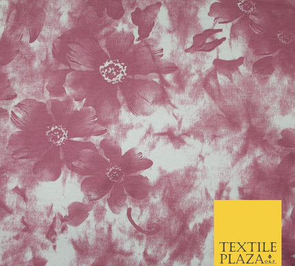Dusty Pink Flower Printed Soft Touch Stretch Jersey Fabric 56" 6583