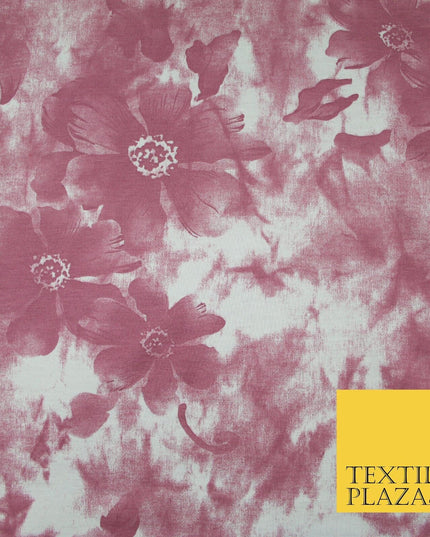 Dusty Pink Flower Printed Soft Touch Stretch Jersey Fabric 56" 6583