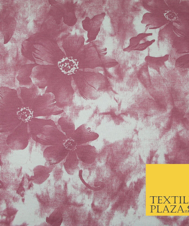 Dusty Pink Flower Printed Soft Touch Stretch Jersey Fabric 56" 6583