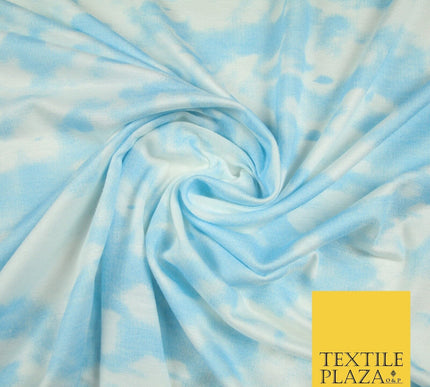 Baby Blue Tie-Dye Soft Touch Stretch Jersey Fabric 56" 6588