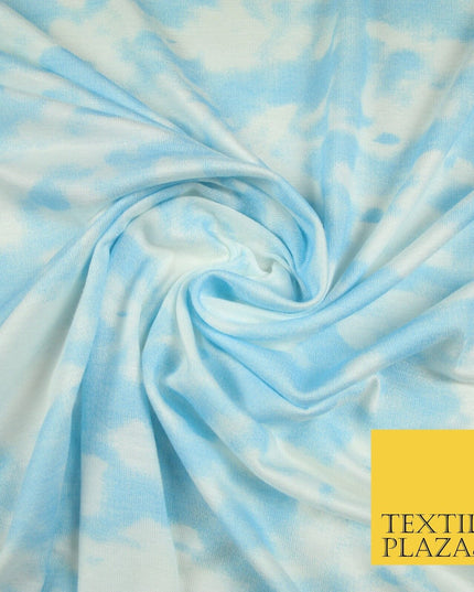 Baby Blue Tie-Dye Soft Touch Stretch Jersey Fabric 56" 6588