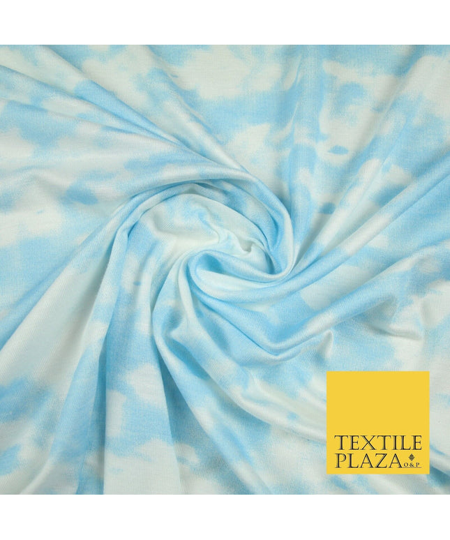 Baby Blue Tie-Dye Soft Touch Stretch Jersey Fabric 56" 6588