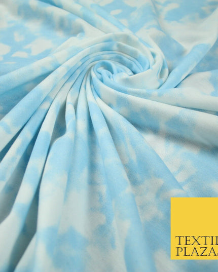 3 COLOURS Tie-Dye Printed Knitted Soft Stretch Jersey Fabric 56" Wide