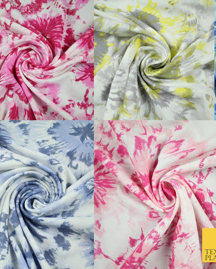 5 COLOURS Ink Drop Style Tie-Dye Printed Stretch Jersey Fabric 56" Wide