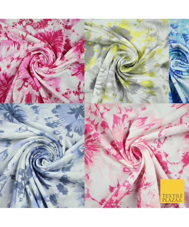 5 COLOURS Ink Drop Style Tie-Dye Printed Stretch Jersey Fabric 56" Wide