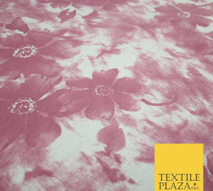 Dusty Pink Flower Printed Soft Touch Stretch Jersey Fabric 56" 6583