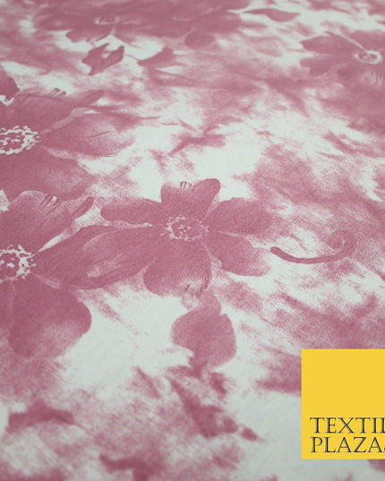 Dusty Pink Flower Printed Soft Touch Stretch Jersey Fabric 56" 6583