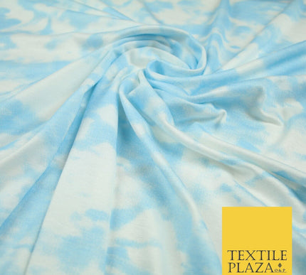 Baby Blue Tie-Dye Soft Touch Stretch Jersey Fabric 56" 6588