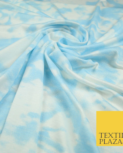 Baby Blue Tie-Dye Soft Touch Stretch Jersey Fabric 56" 6588