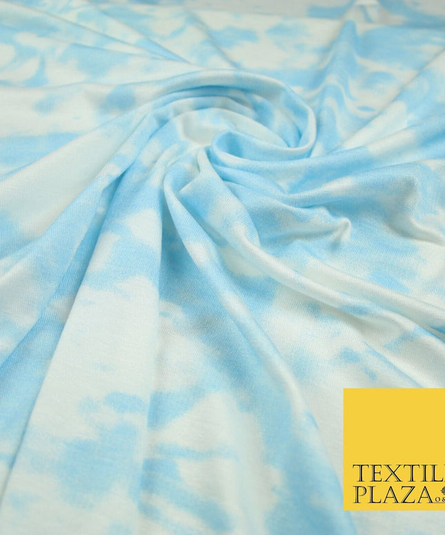 Baby Blue Tie-Dye Soft Touch Stretch Jersey Fabric 56" 6588