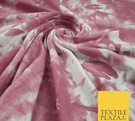 Dusty Pink Flower Printed Soft Touch Stretch Jersey Fabric 56" 6583