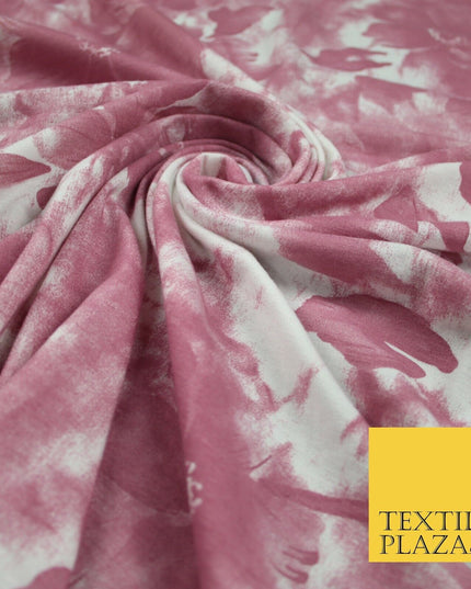 Dusty Pink Flower Printed Soft Touch Stretch Jersey Fabric 56" 6583