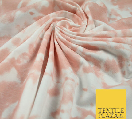 3 COLOURS Tie-Dye Printed Knitted Soft Stretch Jersey Fabric 56" Wide