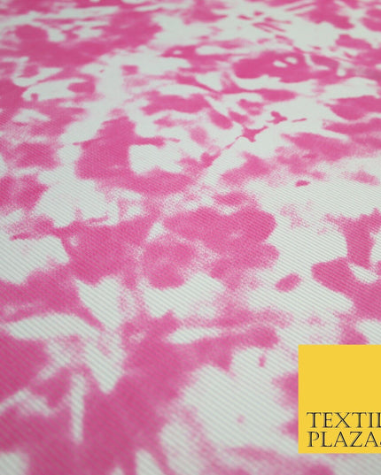 Pink & White Tie-Dye Artsy Printed Ribbed Stretch Jersey Fabric 56" 6584