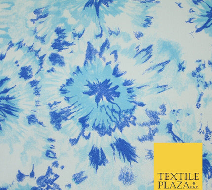 5 COLOURS Ink Drop Style Tie-Dye Printed Stretch Jersey Fabric 56" Wide