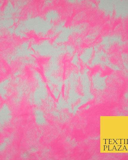 2 COLOURS Tie-Dye Artsy Design Printed Soft Stretch Jersey Fabric 56" Wide