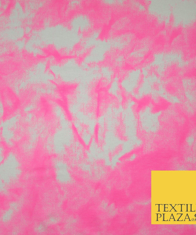 2 COLOURS Tie-Dye Artsy Design Printed Soft Stretch Jersey Fabric 56" Wide