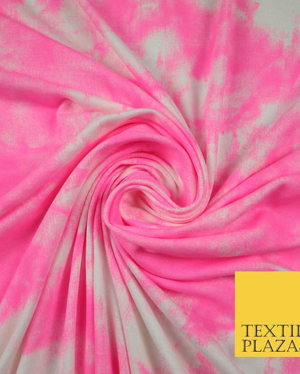 2 COLOURS Tie-Dye Artsy Design Printed Soft Stretch Jersey Fabric 56" Wide