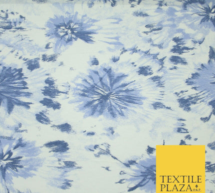 4 COLOURS Ink Drop Style Tie-Dye Printed Soft Stretch Jersey Fabric 56" Wide