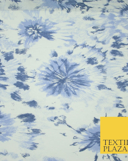 4 COLOURS Ink Drop Style Tie-Dye Printed Soft Stretch Jersey Fabric 56" Wide