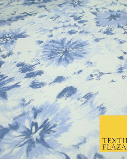 4 COLOURS Ink Drop Style Tie-Dye Printed Soft Stretch Jersey Fabric 56" Wide