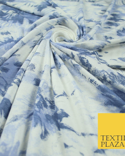4 COLOURS Ink Drop Style Tie-Dye Printed Soft Stretch Jersey Fabric 56" Wide