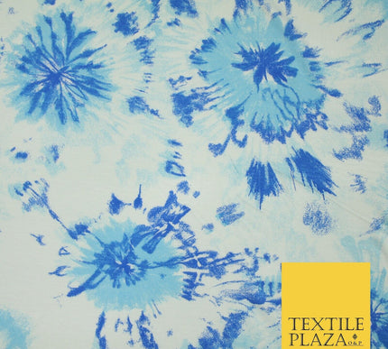 4 COLOURS Ink Drop Style Tie-Dye Printed Soft Stretch Jersey Fabric 56" Wide