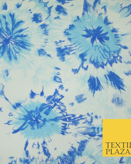 4 COLOURS Ink Drop Style Tie-Dye Printed Soft Stretch Jersey Fabric 56" Wide