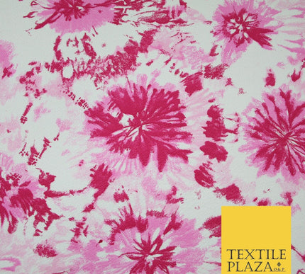 5 COLOURS Ink Drop Style Tie-Dye Printed Stretch Jersey Fabric 56" Wide