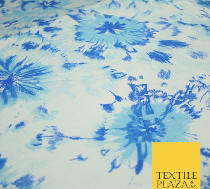 4 COLOURS Ink Drop Style Tie-Dye Printed Soft Stretch Jersey Fabric 56" Wide