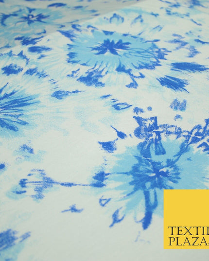 4 COLOURS Ink Drop Style Tie-Dye Printed Soft Stretch Jersey Fabric 56" Wide