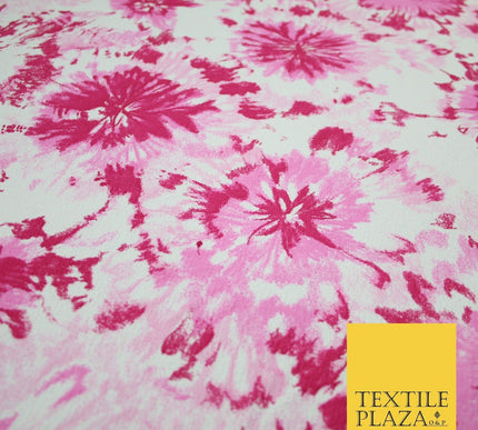 5 COLOURS Ink Drop Style Tie-Dye Printed Stretch Jersey Fabric 56" Wide